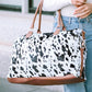 White Animal Print Leather Tote Bag