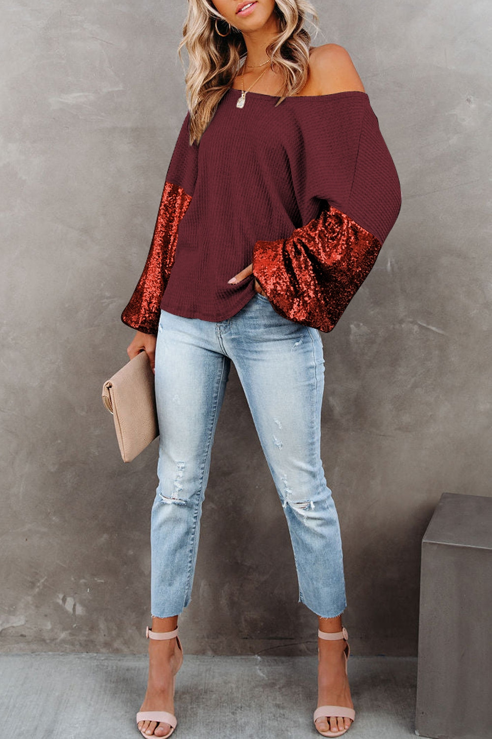 Sequin Drop Shoulder Sweater