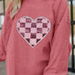 Valentine’s Day Sequin Checkered Heart Long Sleeve Sweatshirt