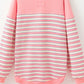 Striped Johnny Collar Long Sleeve Sweatshirt