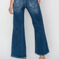 Risen Full Size High Rise Patch Detailed Wide Leg Crop Jeans