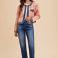 Annie Wear Floral Jacquard Denim Contrast Button Down Jacket