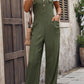 Textured Pocketed Wide Strap Overalls