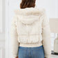 Pocketed Long Sleeve Cropped Hooded Winter Coat