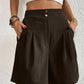 Pocketed Half Elastic Waist Shorts