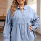 Plus Size High-Low Button Up Dropped Shoulder Shirt