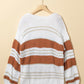 Striped Round Neck Dropped Shoulder Sweater