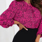 Leopard Round Neck Balloon Sleeve Blouse