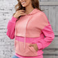 Drawstring Color Block Long Sleeve Hoodie