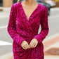 Sequin Surplice Long Sleeve Mini Dress