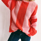 Color Block Round Neck Long Sleeve Sweater