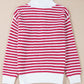 Striped Half Zip Mock Neck Long Sleeve Sweater