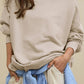 Side Slit Round Neck Long Sleeve Sweatshirt