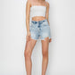 RISEN Full Size High Waist Frayed Detail Denim Shorts