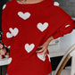 Heart Scoop Neck Long Sleeve Sweater