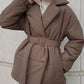 Puffer Long Sleeve Winter Coat with Belt