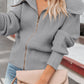 Zip Up Long Sleeve Cardigan