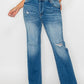 bytos Full Size Raw Hem Distressed Mid Rise Straight Jeans