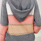 Lace-Up Contrast Long Sleeve Hooded Sweater