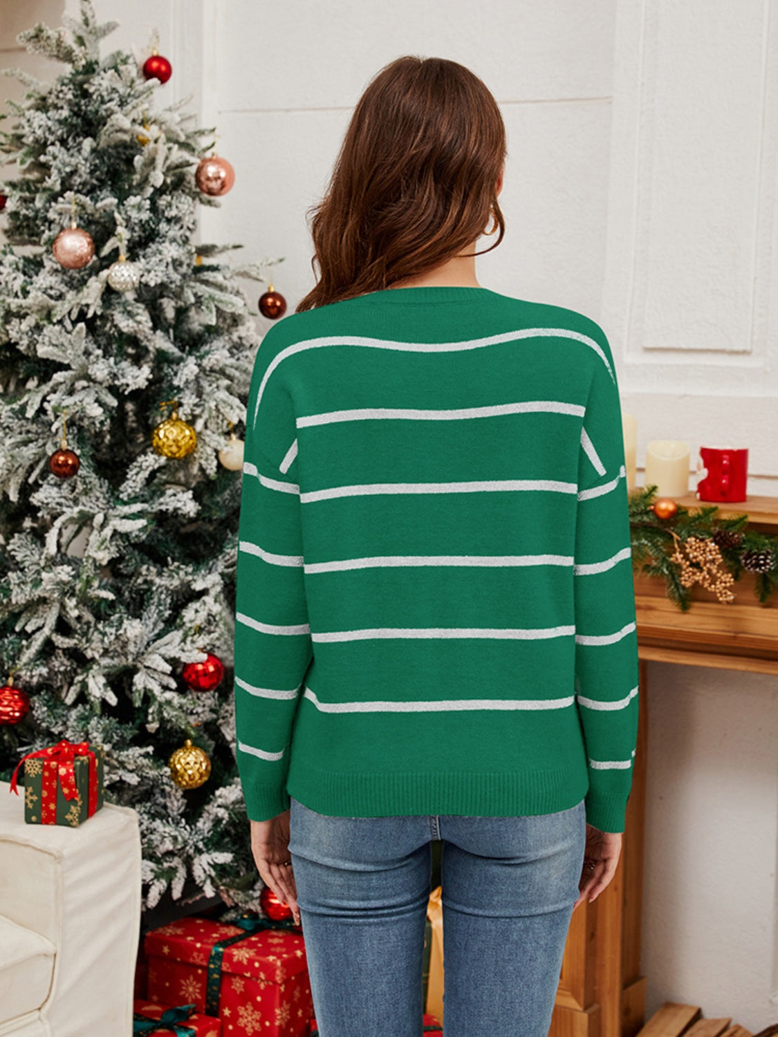 Sequin Santa Striped Sweater