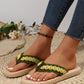 Yellow Woven Strap Flat Flip Flops