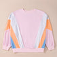 Color Block Round Neck Long Sleeve Sweatshirt