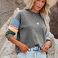 Color Block Round Neck Long Sleeve Sweatshirt