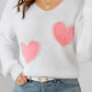 Heart V-Neck Long Sleeve Sweater