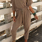 Simply Taupe High Low Boxy Fit Tee and Crop Pants Set