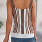 Openwork Striped V-Neck Tank