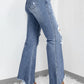 Distressed Raw Hem Bootcut Jeans