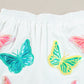 White Colorful Sequin Butterfly Puff Sleeve Top Shorts Set