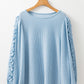 Frill Texture Round Neck Long Sleeve Sweatshirt