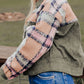 Plaid Corduroy Flap Pockets Button Up Jacket