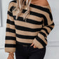 Striped Dropped Shoulder Long Sleeve Sweater