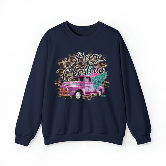 Merry Christmas Vintage Truck Crewneck Sweatshirt