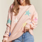 ADORA Stars Pattern Round Neck Drop Shoulder Sweater