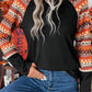 Orange Geo Print Raglan Patchwork Long Sleeve Tee