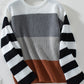 Color Block Round Neck Long Sleeve Sweater