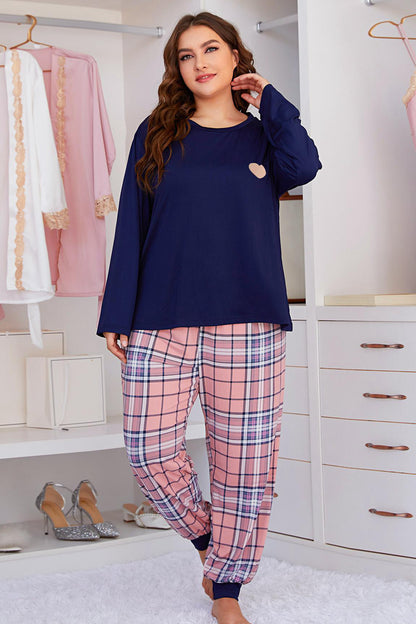 Plus Size Heart and Plaid Lounge Set