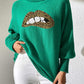 Lip Turtleneck Long Sleeve Sweater