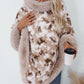 Furry Contrast Three-Quarter Poncho