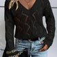 Openwork V-Neck Long Sleeve Sweater