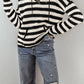 Drawstring Striped Long Sleeve Hooded Sweater