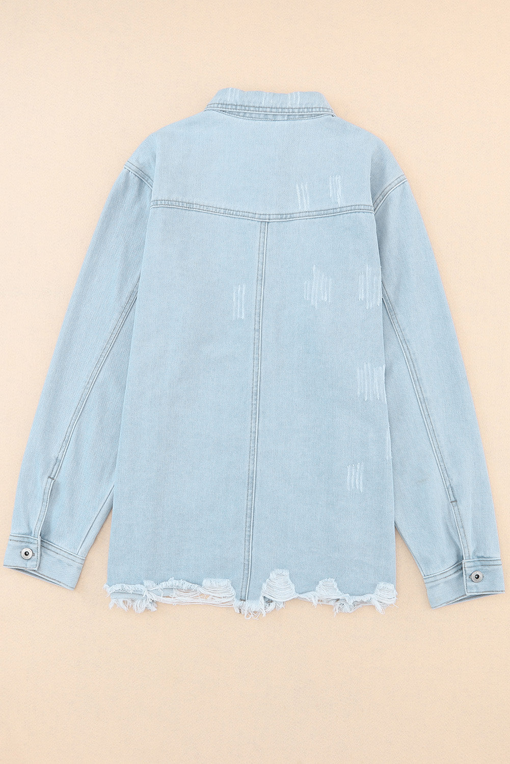 Long Raw Hem Lived-In Denim Jacket