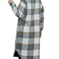 Plaid Collared Neck Long Sleeve Longline Jacket