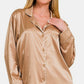 Zenana Satin Long Sleeve Shirt and Pants Pajama Set