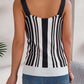 Openwork Striped V-Neck Tank