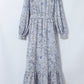 Sky Blue Printed Bubble Sleeve Maxi Dress