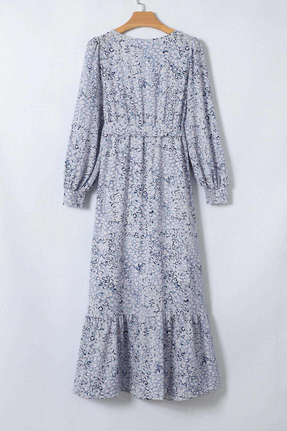 Sky Blue Printed Bubble Sleeve Maxi Dress